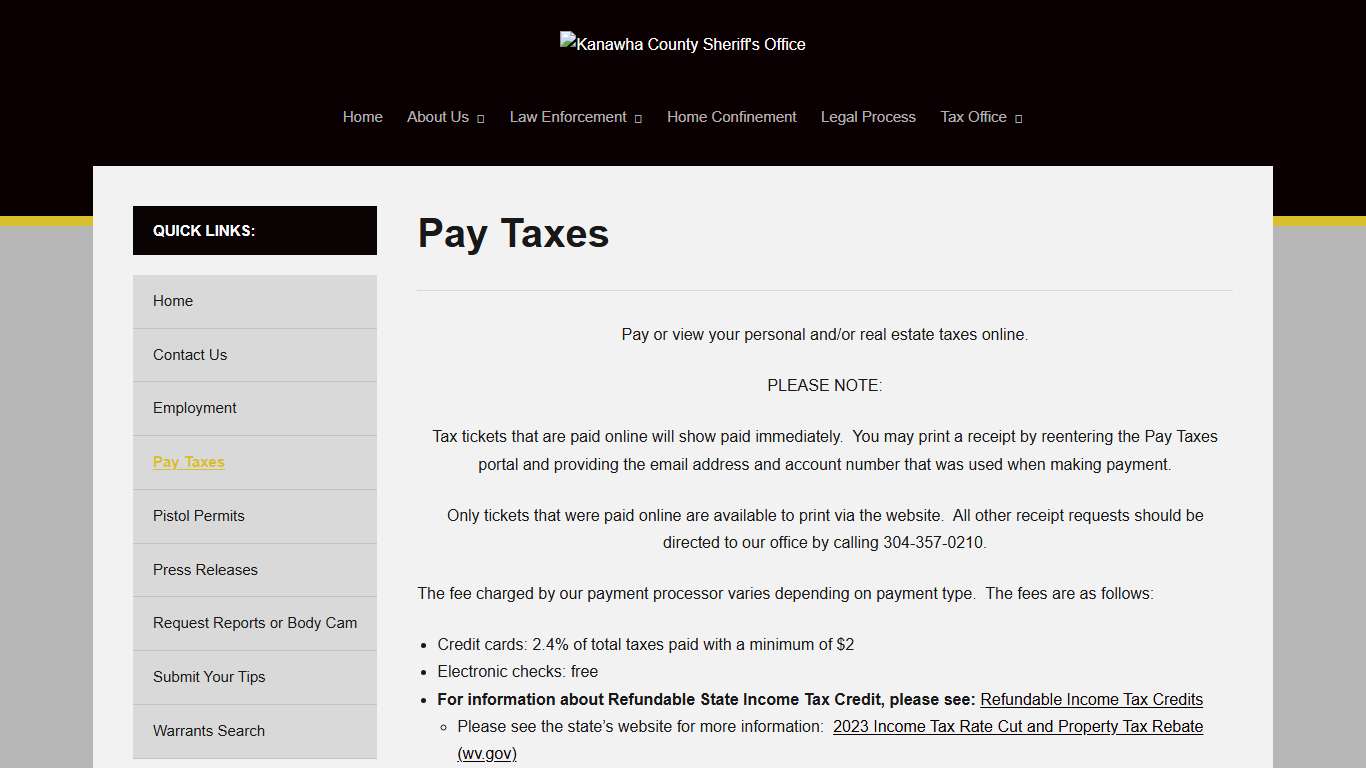 Pay Taxes – Kanawha County Sheriff's Office